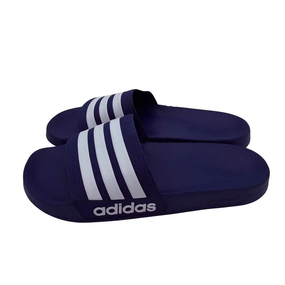 Adidas Men's 3 Stripe Black & White Slides Sandals Size 12